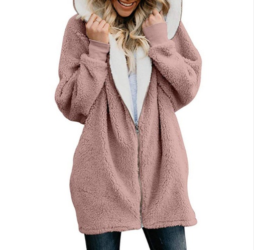 Hooded Zipper Cardigan Fur Plush Coat – Dressify
